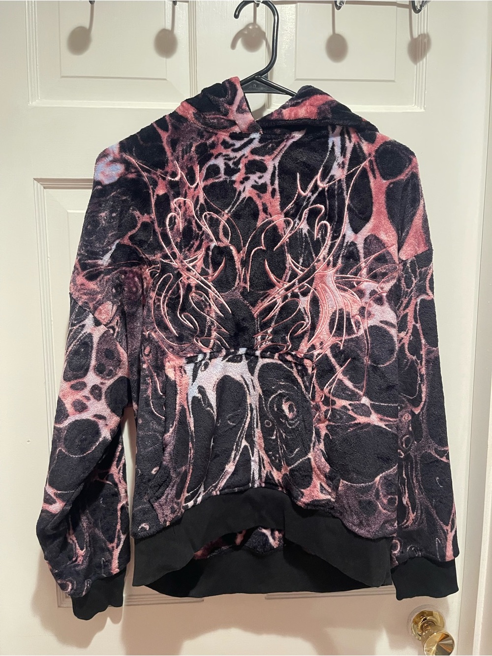 y2k Women's Black & Pink Graphic Hoodie Jacket